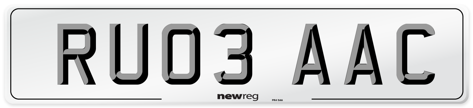 RU03 AAC Number Plate from New Reg